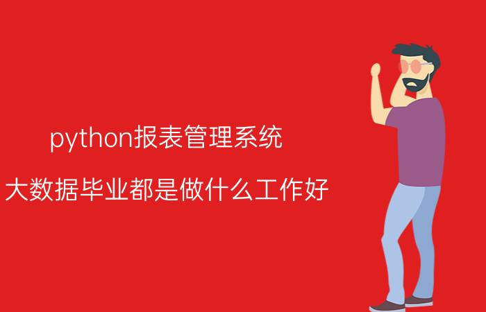 python报表管理系统 大数据毕业都是做什么工作好？